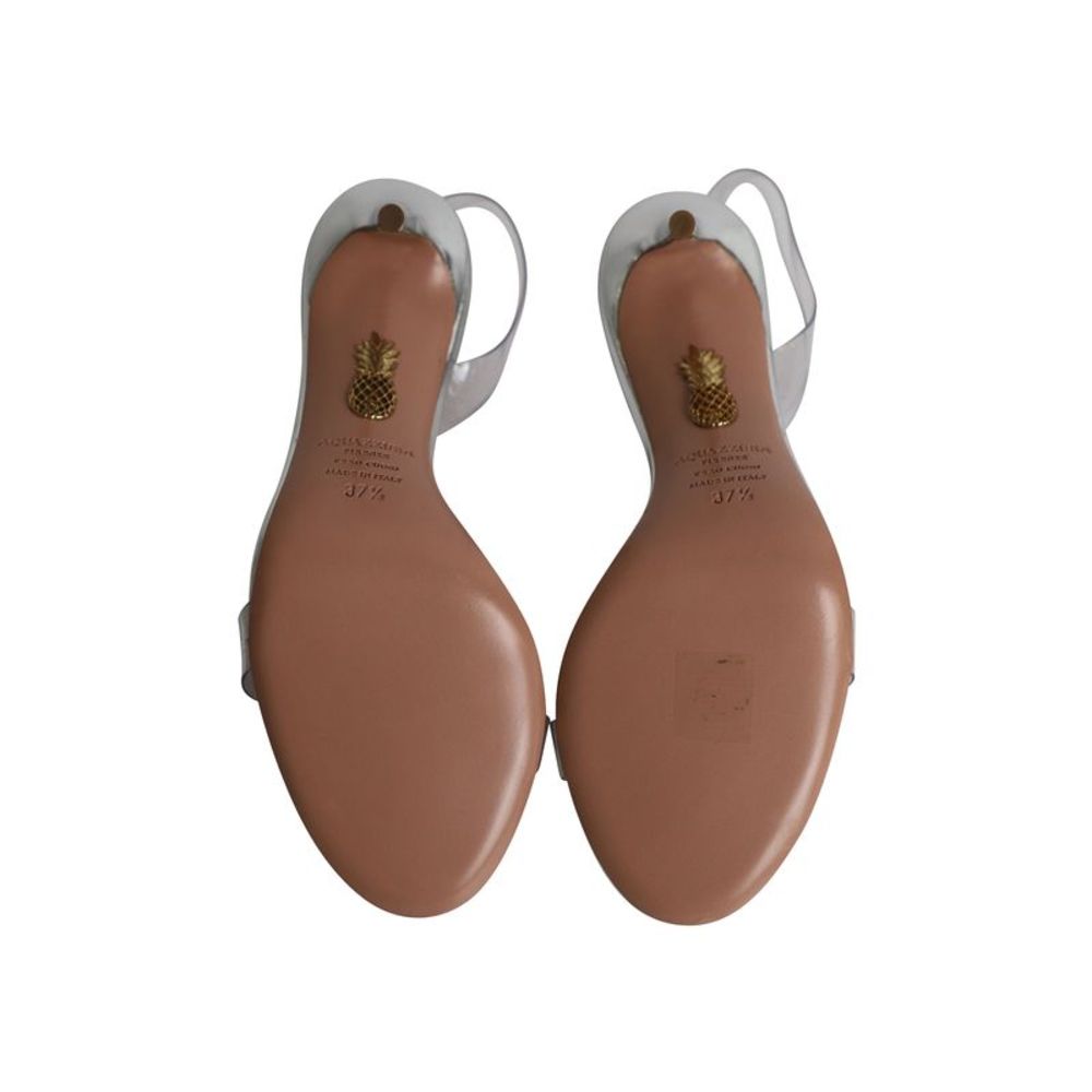 Pre Loved Aquazzura So Nude 105 Slingback Sandals in Silver PVC - Picture 6 of 9